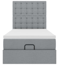 Ottoman-Bett mit Matratze & LEDs Hellgrau 90x190 cm Stoff