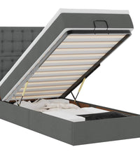 Ottoman-Bett mit Matratze & LEDs Dunkelgrau 90x190 cm Stoff