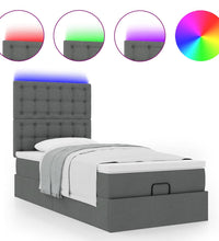 Ottoman-Bett mit Matratze & LEDs Dunkelgrau 90x190 cm Stoff