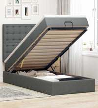 Ottoman-Bett mit Matratze & LEDs Dunkelgrau 90x190 cm Stoff