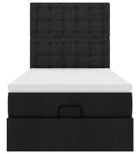 Ottoman-Bett mit Matratze & LEDs Schwarz 90x190 cm Stoff