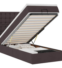 Ottoman-Bett mit Matratze & LEDs Dunkelbraun 90x190 cm Stoff