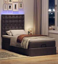 Ottoman-Bett mit Matratze & LEDs Dunkelbraun 90x190 cm Stoff