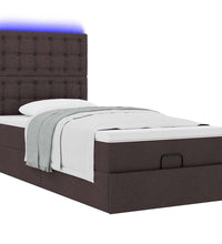 Ottoman-Bett mit Matratze & LEDs Dunkelbraun 90x190 cm Stoff