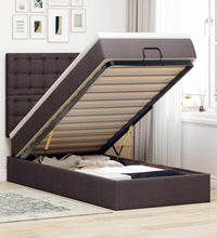 Ottoman-Bett mit Matratze & LEDs Dunkelbraun 90x190 cm Stoff