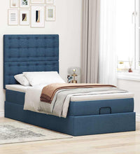 Ottoman-Bett mit Matratze & LEDs Blau 90x190 cm Stoff