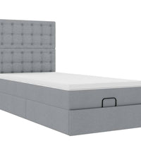 Ottomane Bett mit Matratze & LEDs Hellgrau 90x200 cm Stoff