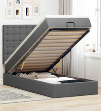 Ottomane Bett mit Matratze & LEDs Dunkelgrau 90x200 cm Stoff