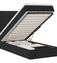 Ottoman-Bett mit Matratze & LEDs Schwarz 90x200 cm Stoff