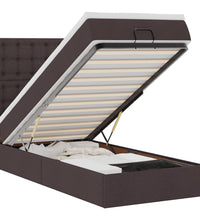 Ottomane Bett mit Matratze & LEDs Dunkelbraun 90x200 cm Stoff