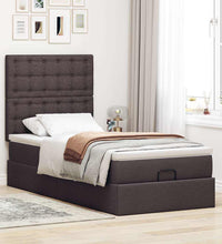 Ottomane Bett mit Matratze & LEDs Dunkelbraun 90x200 cm Stoff