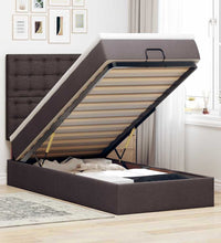 Ottomane Bett mit Matratze & LEDs Dunkelbraun 90x200 cm Stoff