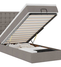 Ottomane Bett mit Matratze & LEDs Taupe 90x200 cm Stoff