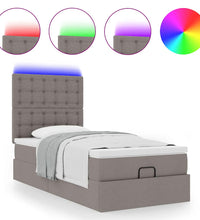 Ottomane Bett mit Matratze & LEDs Taupe 90x200 cm Stoff