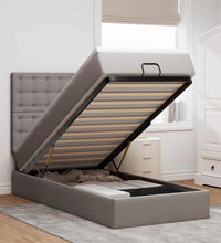 Ottomane Bett mit Matratze & LEDs Taupe 90x200 cm Stoff