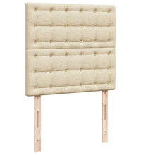 Ottomane Bett mit Matratze & LEDs Creme 90x200 cm Stoff