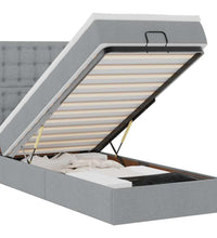 Ottoman-Bett mit Matratze & LEDs Hellgrau 100x200 cm Stoff