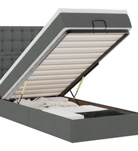 Ottoman-Bett mit Matratze & LEDs Dunkelgrau 100x200 cm Stoff