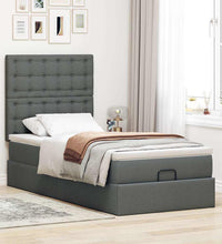 Ottoman-Bett mit Matratze & LEDs Dunkelgrau 100x200 cm Stoff