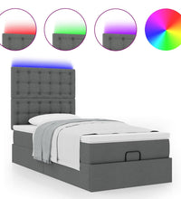 Ottoman-Bett mit Matratze & LEDs Dunkelgrau 100x200 cm Stoff