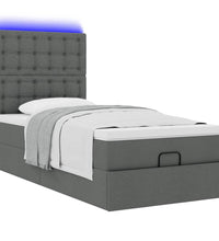 Ottoman-Bett mit Matratze & LEDs Dunkelgrau 100x200 cm Stoff
