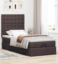 Ottoman-Bett mit Matratze & LEDs Dunkelbraun 100x200 cm Stoff