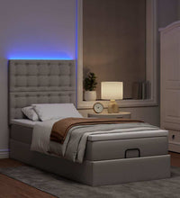 Ottoman-Bett mit Matratze & LEDs Taupe 100x200 cm Stoff