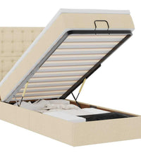 Ottoman-Bett mit Matratze & LEDs Creme 100x200 cm Stoff