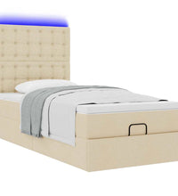 Ottoman-Bett mit Matratze & LEDs Creme 100x200 cm Stoff