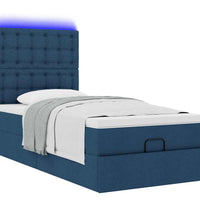 Ottomane Bett mit Matratze & LEDs Blau 100x200 cm Stoff