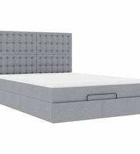 Ottoman-Bett mit Matratze & LEDs Hellgrau 140x200 cm Stoff