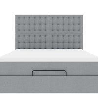 Ottoman-Bett mit Matratze & LEDs Hellgrau 140x200 cm Stoff