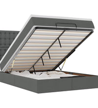 Ottoman-Bett mit Matratze & LEDs Dunkelgrau 140x200 cm Stoff