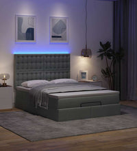 Ottoman-Bett mit Matratze & LEDs Dunkelgrau 140x200 cm Stoff