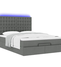 Ottoman-Bett mit Matratze & LEDs Dunkelgrau 140x200 cm Stoff