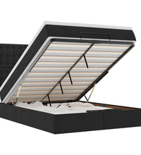 Ottoman-Bett mit Matratze & LEDs Schwarz 140x200 cm Stoff