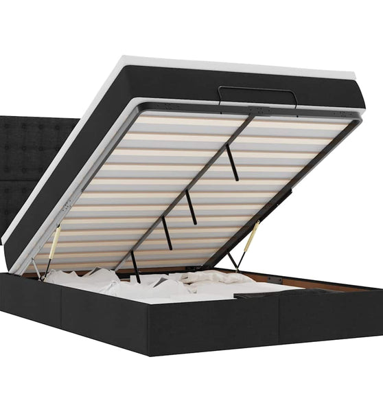 Ottoman-Bett mit Matratze & LEDs Schwarz 140x200 cm Stoff