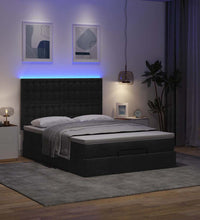 Ottoman-Bett mit Matratze & LEDs Schwarz 140x200 cm Stoff