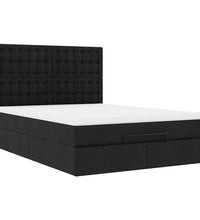 Ottoman-Bett mit Matratze & LEDs Schwarz 140x200 cm Stoff