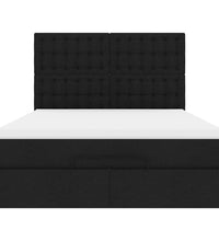 Ottoman-Bett mit Matratze & LEDs Schwarz 140x200 cm Stoff