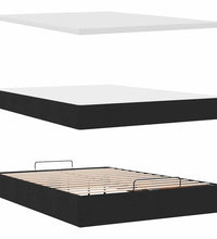 Ottoman-Bett mit Matratze & LEDs Schwarz 140x200 cm Stoff