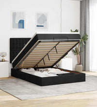 Ottoman-Bett mit Matratze & LEDs Schwarz 140x200 cm Stoff