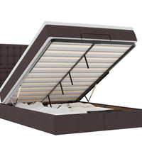 Ottoman-Bett mit Matratze & LEDs Dunkelbraun 140x200 cm Stoff