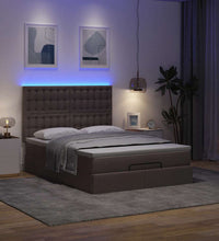 Ottoman-Bett mit Matratze & LEDs Dunkelbraun 140x200 cm Stoff