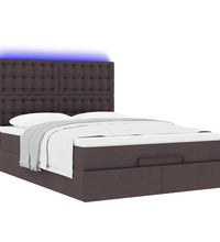 Ottoman-Bett mit Matratze & LEDs Dunkelbraun 140x200 cm Stoff