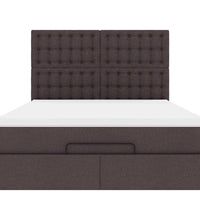 Ottoman-Bett mit Matratze & LEDs Dunkelbraun 140x200 cm Stoff