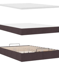 Ottoman-Bett mit Matratze & LEDs Dunkelbraun 140x200 cm Stoff