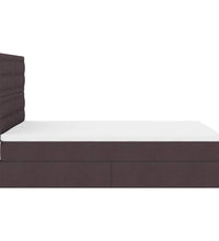 Ottoman-Bett mit Matratze & LEDs Dunkelbraun 140x200 cm Stoff