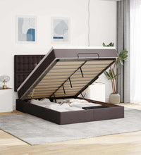 Ottoman-Bett mit Matratze & LEDs Dunkelbraun 140x200 cm Stoff