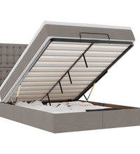 Ottoman-Bett mit Matratze & LEDs Taupe 140x200 cm Stoff